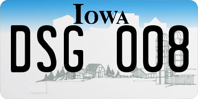 IA license plate DSG008
