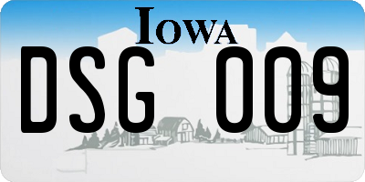 IA license plate DSG009