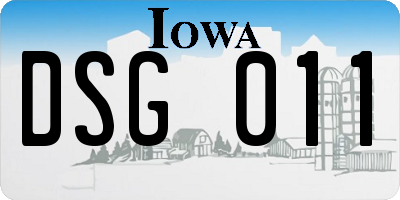 IA license plate DSG011