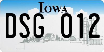 IA license plate DSG012