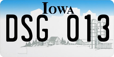 IA license plate DSG013