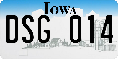 IA license plate DSG014