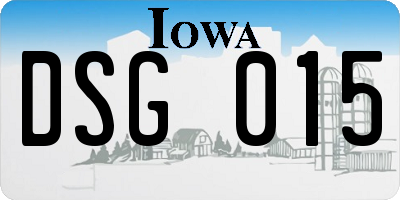 IA license plate DSG015