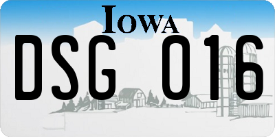 IA license plate DSG016