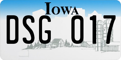 IA license plate DSG017