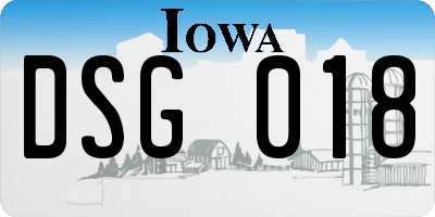 IA license plate DSG018