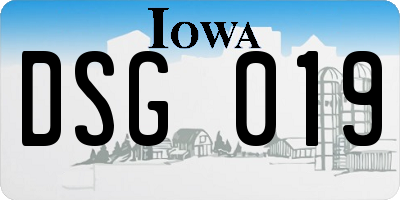 IA license plate DSG019