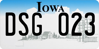 IA license plate DSG023