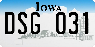 IA license plate DSG031