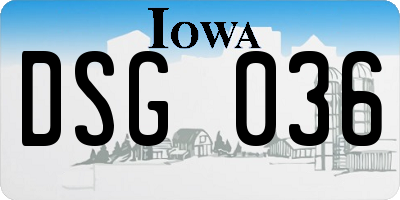 IA license plate DSG036