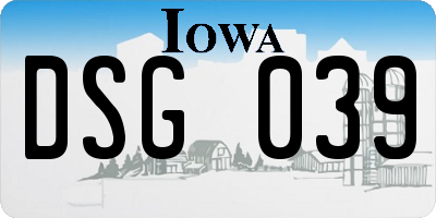 IA license plate DSG039