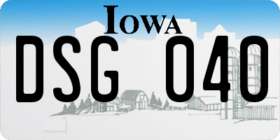 IA license plate DSG040