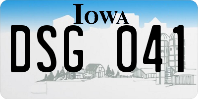 IA license plate DSG041