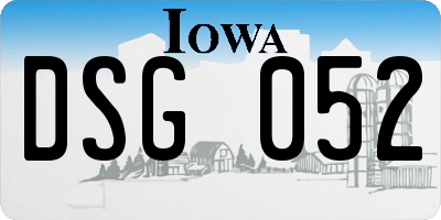 IA license plate DSG052