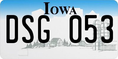 IA license plate DSG053