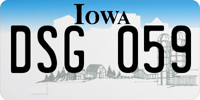 IA license plate DSG059