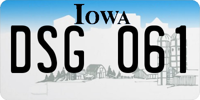 IA license plate DSG061