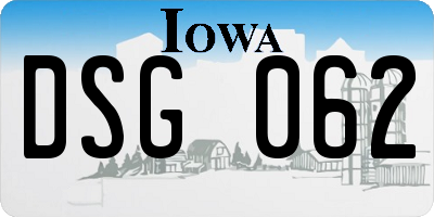 IA license plate DSG062