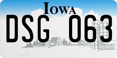 IA license plate DSG063