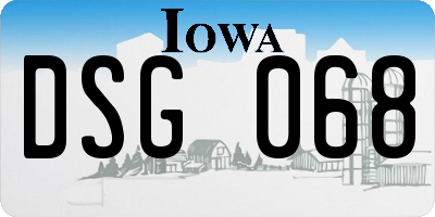 IA license plate DSG068