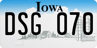 IA license plate DSG070