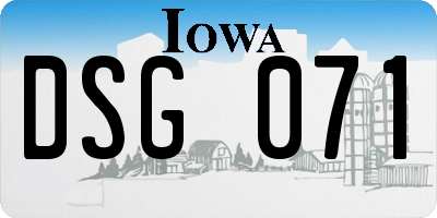 IA license plate DSG071
