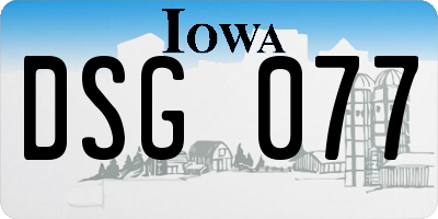 IA license plate DSG077