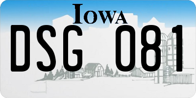 IA license plate DSG081
