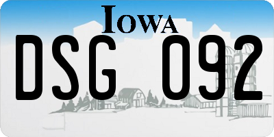 IA license plate DSG092