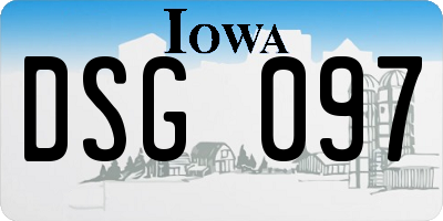 IA license plate DSG097