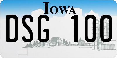 IA license plate DSG100