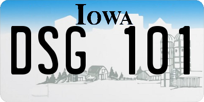 IA license plate DSG101