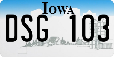 IA license plate DSG103