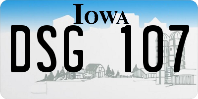 IA license plate DSG107