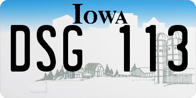 IA license plate DSG113