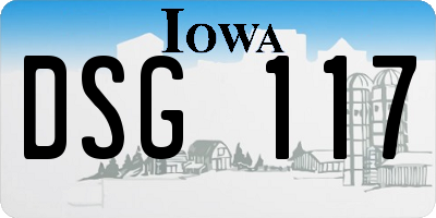 IA license plate DSG117