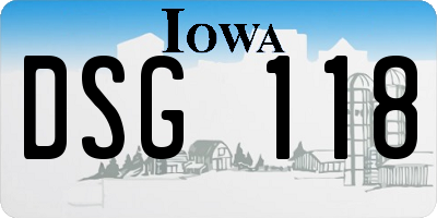IA license plate DSG118