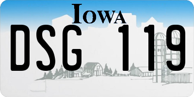 IA license plate DSG119