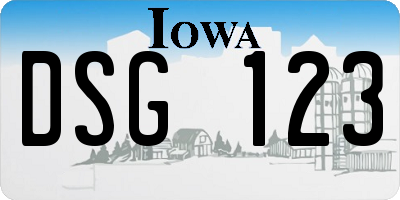 IA license plate DSG123