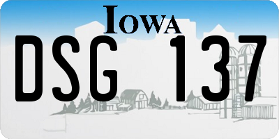 IA license plate DSG137