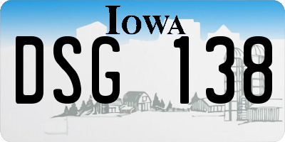 IA license plate DSG138