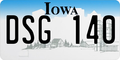 IA license plate DSG140