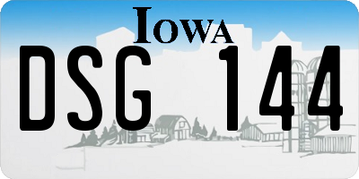 IA license plate DSG144