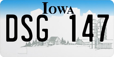 IA license plate DSG147