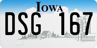 IA license plate DSG167