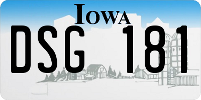 IA license plate DSG181
