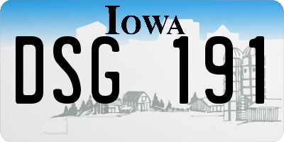 IA license plate DSG191