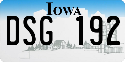 IA license plate DSG192
