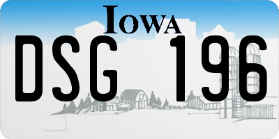IA license plate DSG196