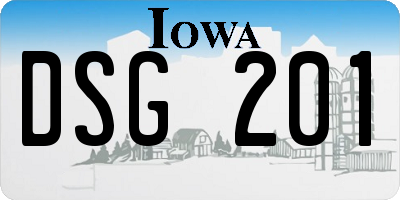 IA license plate DSG201